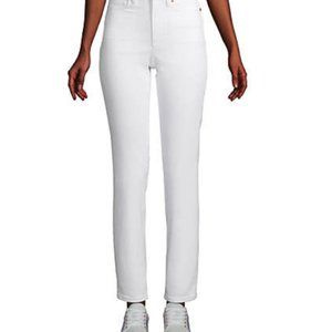 Lands’ End High Rise Straight White Jeans Sz 14 EUC